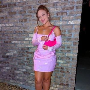 Pink Latex PLT Bodycon Dress NWT